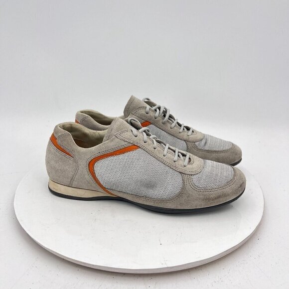 Prada Women Size EU 36.5 US 6.5 Silver Grey Orange Suede Lace Up Shoes - Picture 4 of 14
